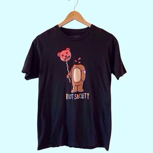 Riot Society Headless Bear Balloon Graphic Tee Size S Black Rainbow #streetwear